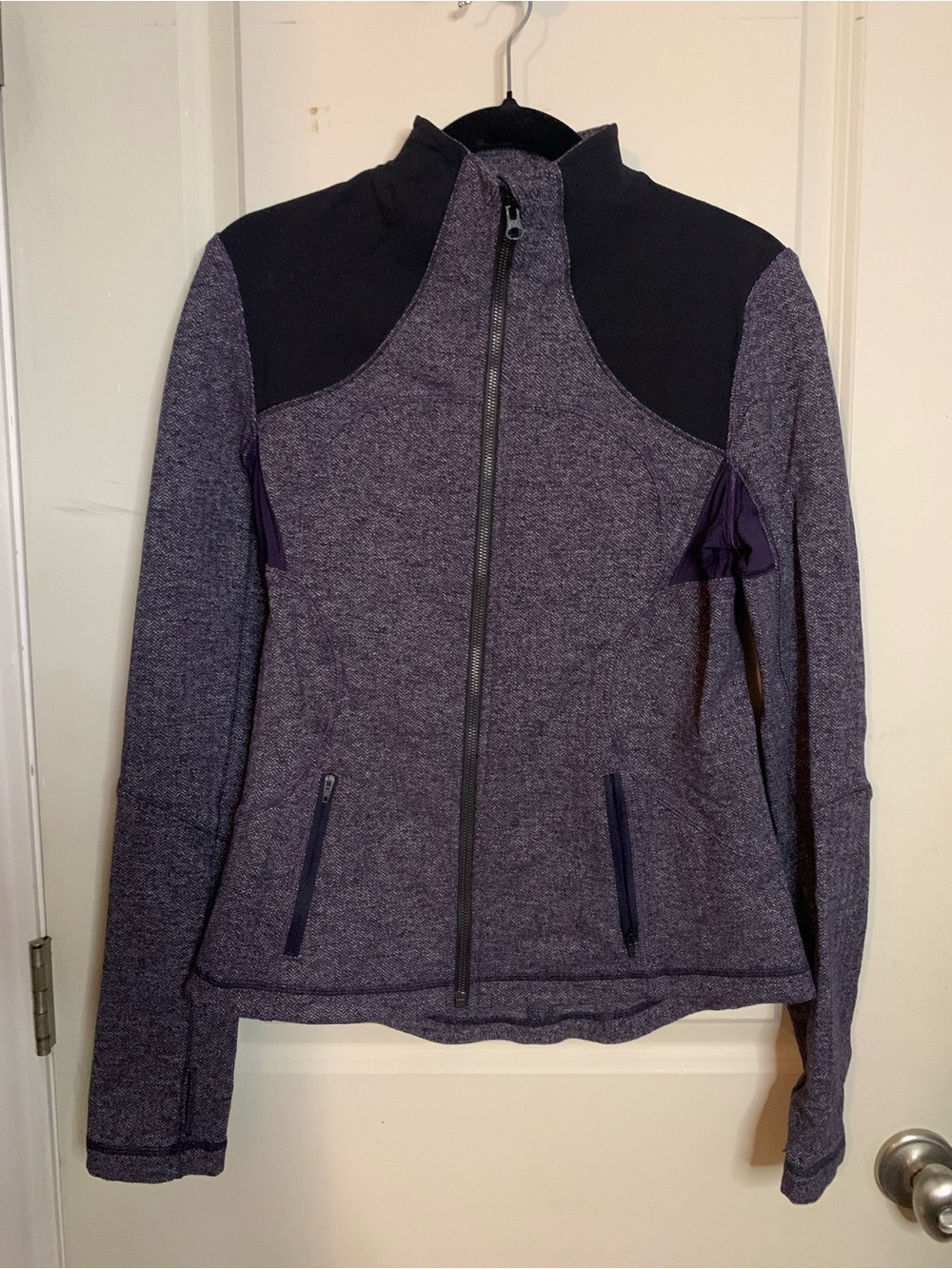 Women's Purple Herringbone Black Full-Zip Active Jacket Sz 4